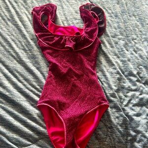 Oseree Girls Sparkle Magenta One-Piece Swimsuit with Ruffle